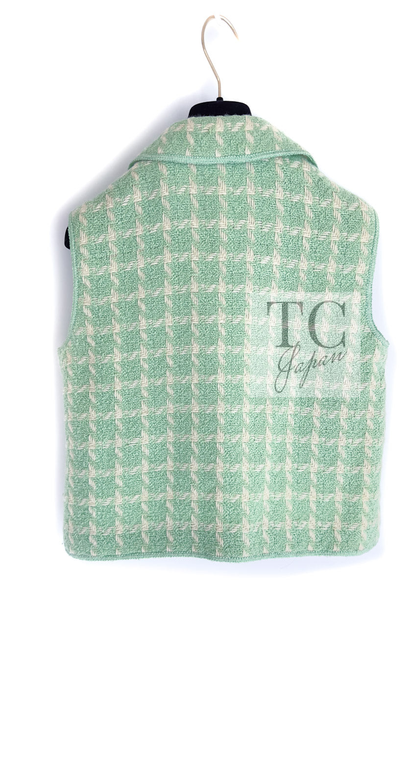 CHANEL 96S Vintage Green Ivory Wool Vest Jacket 38 40 シャネル ヴィンテージ グリーン アイボリー スーパーモデル ウール ベスト ジャケット 即発
