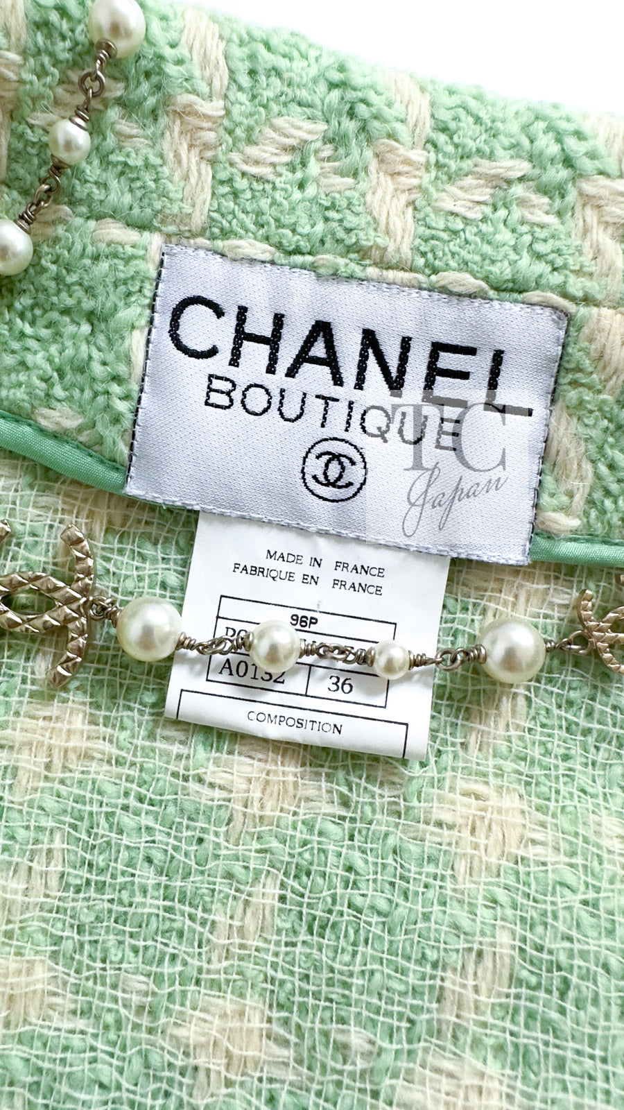 CHANEL 96S Vintage Green Ivory Wool Vest Jacket 38 40 シャネル ヴィンテージ グリーン アイボリー スーパーモデル ウール ベスト ジャケット 即発