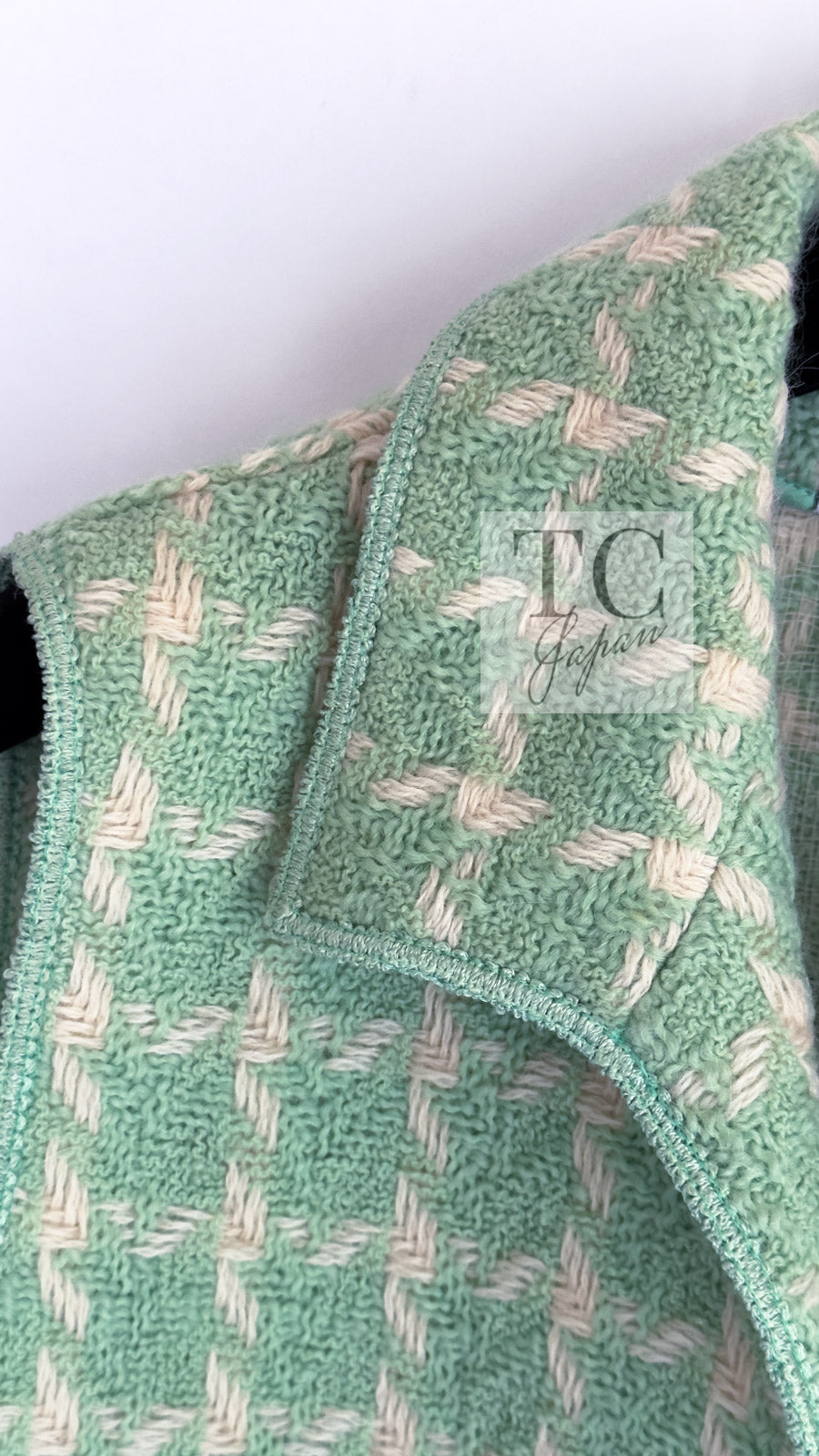 CHANEL 96S Vintage Green Ivory Wool Vest Jacket 38 40 シャネル ヴィンテージ グリーン アイボリー スーパーモデル ウール ベスト ジャケット 即発