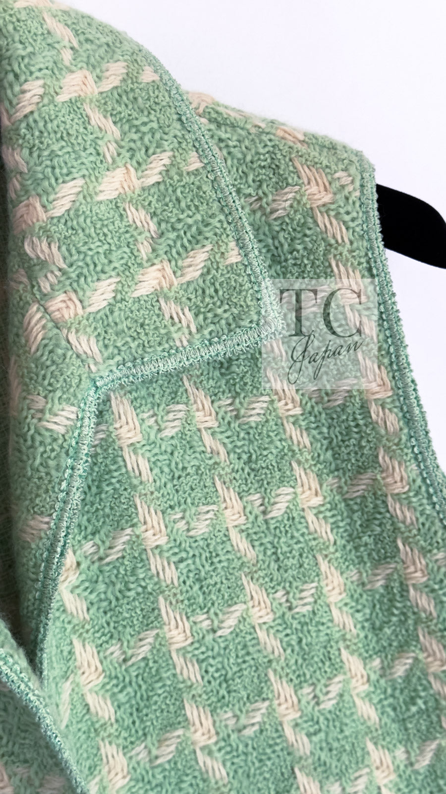 CHANEL 96S Vintage Green Ivory Wool Vest Jacket 38 40 シャネル ヴィンテージ グリーン アイボリー スーパーモデル ウール ベスト ジャケット 即発