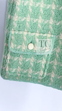 CHANEL 96S Vintage Green Ivory Wool Vest Jacket 38 40 シャネル ヴィンテージ グリーン アイボリー スーパーモデル ウール ベスト ジャケット 即発
