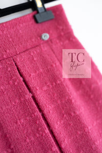 CHANEL 09A Coral Pink Boucle Wool TWeed Skirt 36 シャネル コーラル ピンク ブークレ ウール ツイード スカート 即発