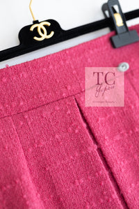 CHANEL 09A Coral Pink Boucle Wool TWeed Skirt 36 シャネル コーラル ピンク ブークレ ウール ツイード スカート 即発