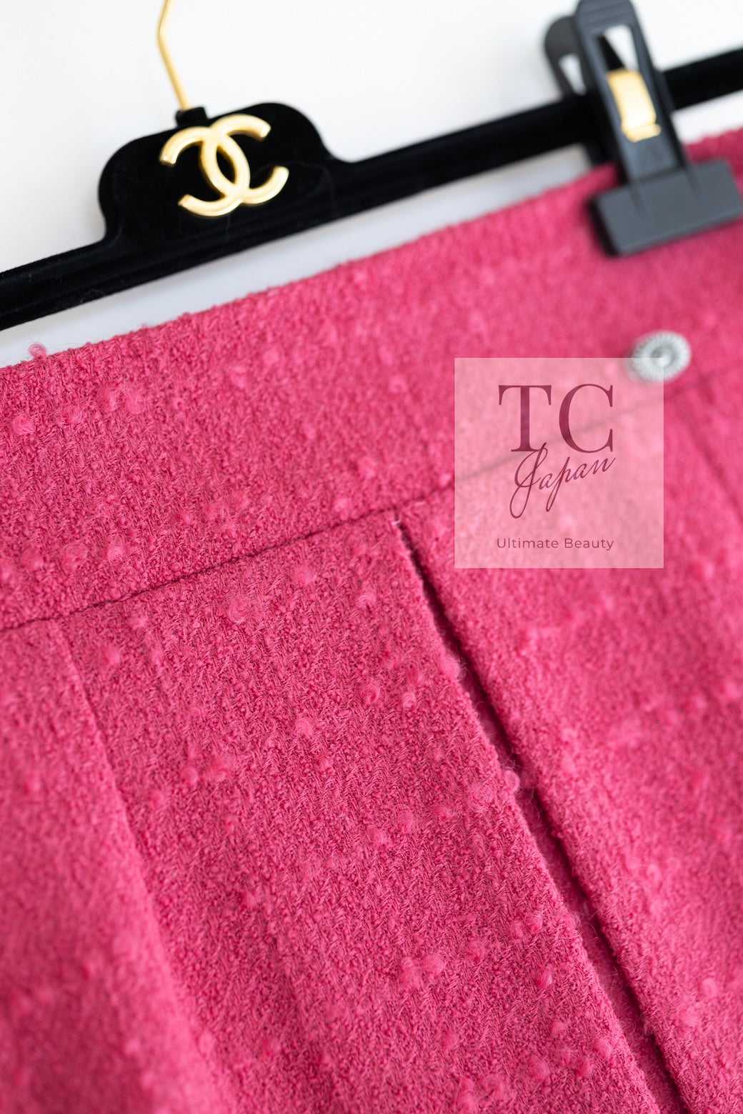 CHANEL 09A Coral Pink Boucle Wool TWeed Skirt 36 シャネル コーラル ピンク ブークレ ウール ツイード スカート 即発