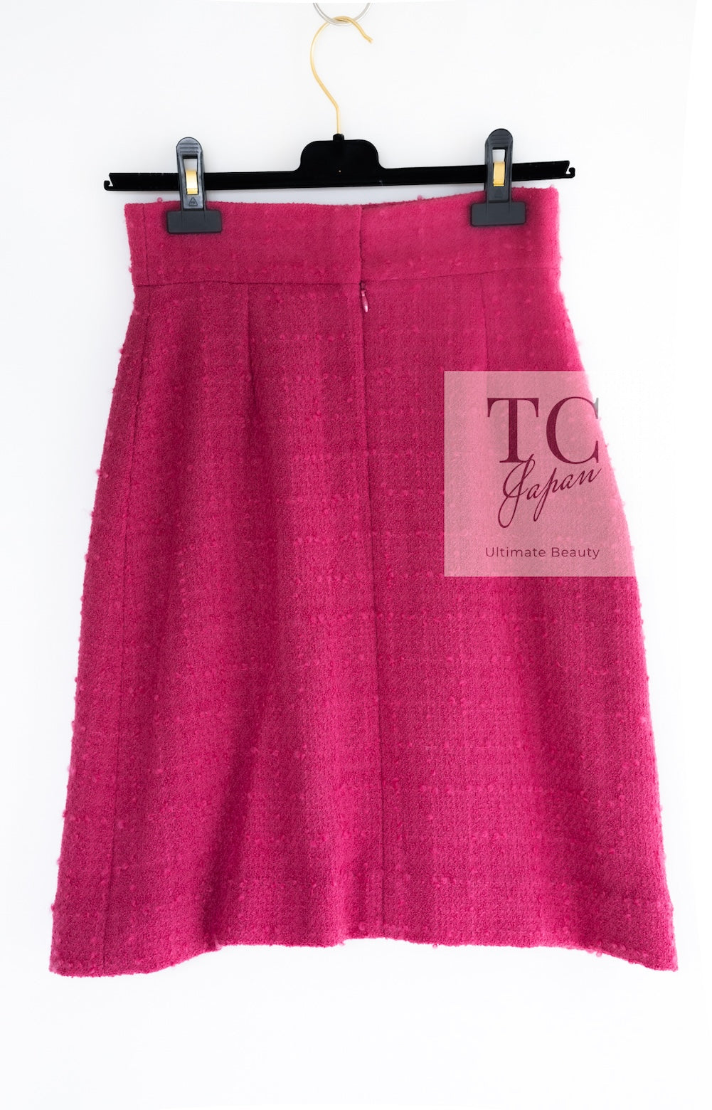 CHANEL 09A Coral Pink Boucle Wool TWeed Skirt 36 シャネル コーラル ピンク ブークレ ウール ツイード スカート 即発
