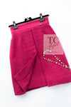 CHANEL 09A Coral Pink Boucle Wool TWeed Skirt 36 シャネル コーラル ピンク ブークレ ウール ツイード スカート 即発