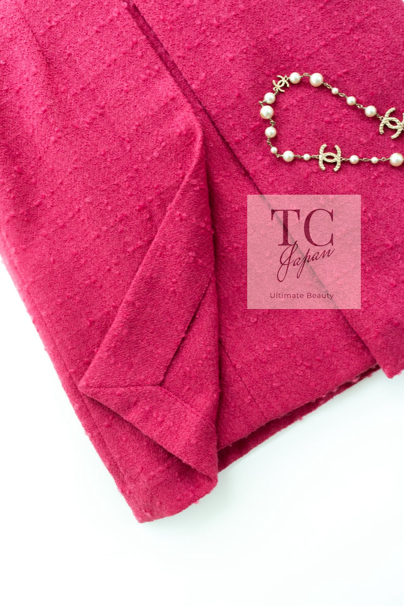 CHANEL 09A Coral Pink Boucle Wool TWeed Skirt 36 シャネル コーラル ピンク ブークレ ウール ツイード スカート 即発