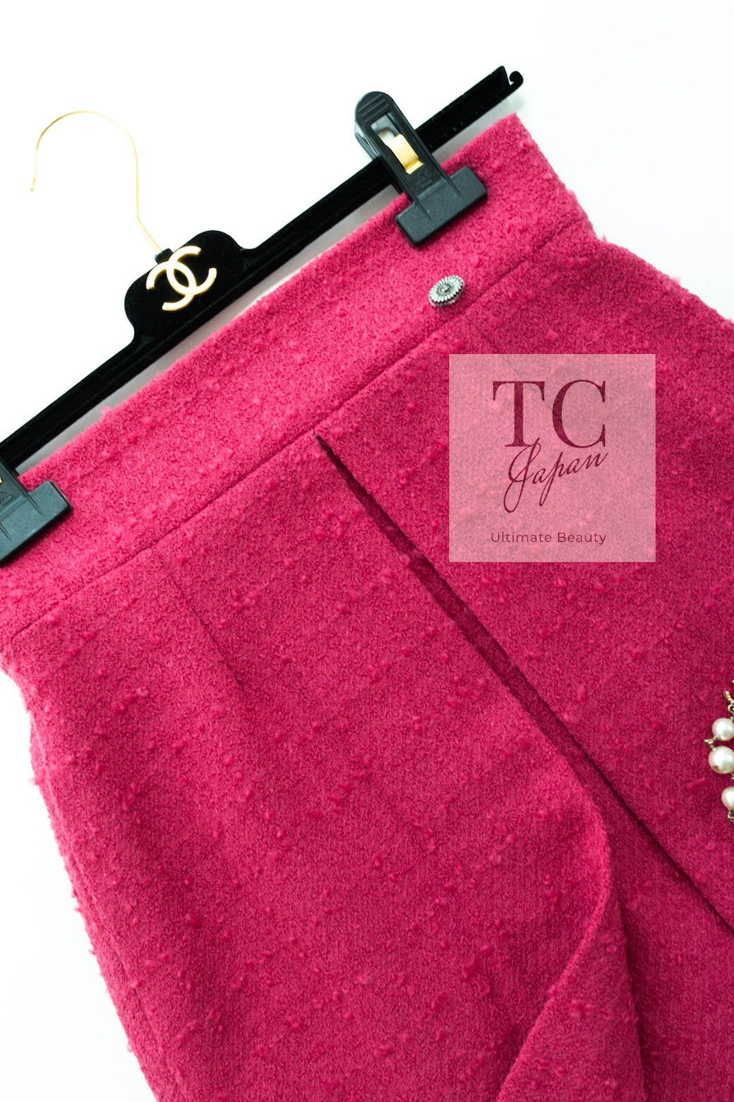 CHANEL 09A Coral Pink Boucle Wool TWeed Skirt 36 シャネル コーラル ピンク ブークレ ウール ツイード スカート 即発