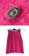 CHANEL 09A Coral Pink Boucle Wool TWeed Skirt 36 シャネル コーラル ピンク ブークレ ウール ツイード スカート 即発