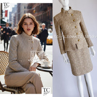 CHANEL 15S Beige Ecru Ivory Cotton Tweed Jacket Skirt Suit 36 38 1
