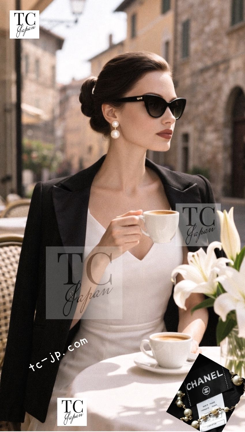 CHANEL 09C Black Wool Silk Collar Jacket Heart CC Logo Button 34 シャネル ブラック ハート ココボタン ウール シルク襟 ジャケット 即発