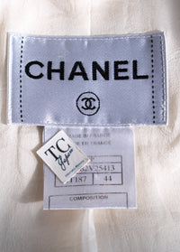 CHANEL 09S White Ivory Black Trim CC Button Jacket 40 シャネル ホワイト アイボリー ブラック トリム CC ココボタン ジャケット 即発 - TC JAPAN