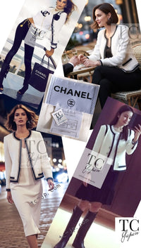 CHANEL 09S White Ivory Black Trim CC Button Jacket 40 シャネル ホワイト アイボリー ブラック トリム CC ココボタン ジャケット 即発
