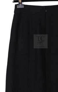 CHANEL 07C Black Wool Silk Ruffle Trim Jacket Skirt Suit 34 38 シャネル ブラック ウール シルク ラッフル トリム ジャケット スカート スーツ 即発 - TC JAPAN