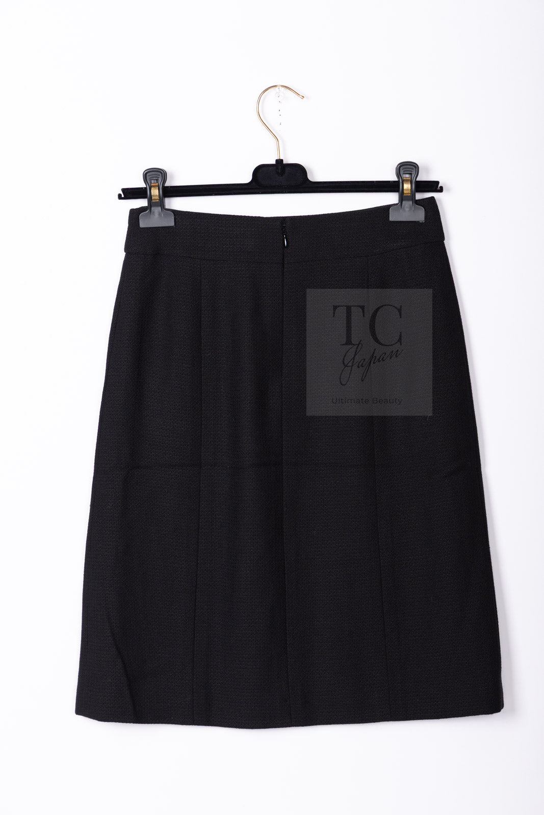 CHANEL 07C Black Wool Silk Ruffle Trim Jacket Skirt Suit 34 38 シャネル ブラック ウール シルク ラッフル トリム ジャケット スカート スーツ 即発 - TC JAPAN