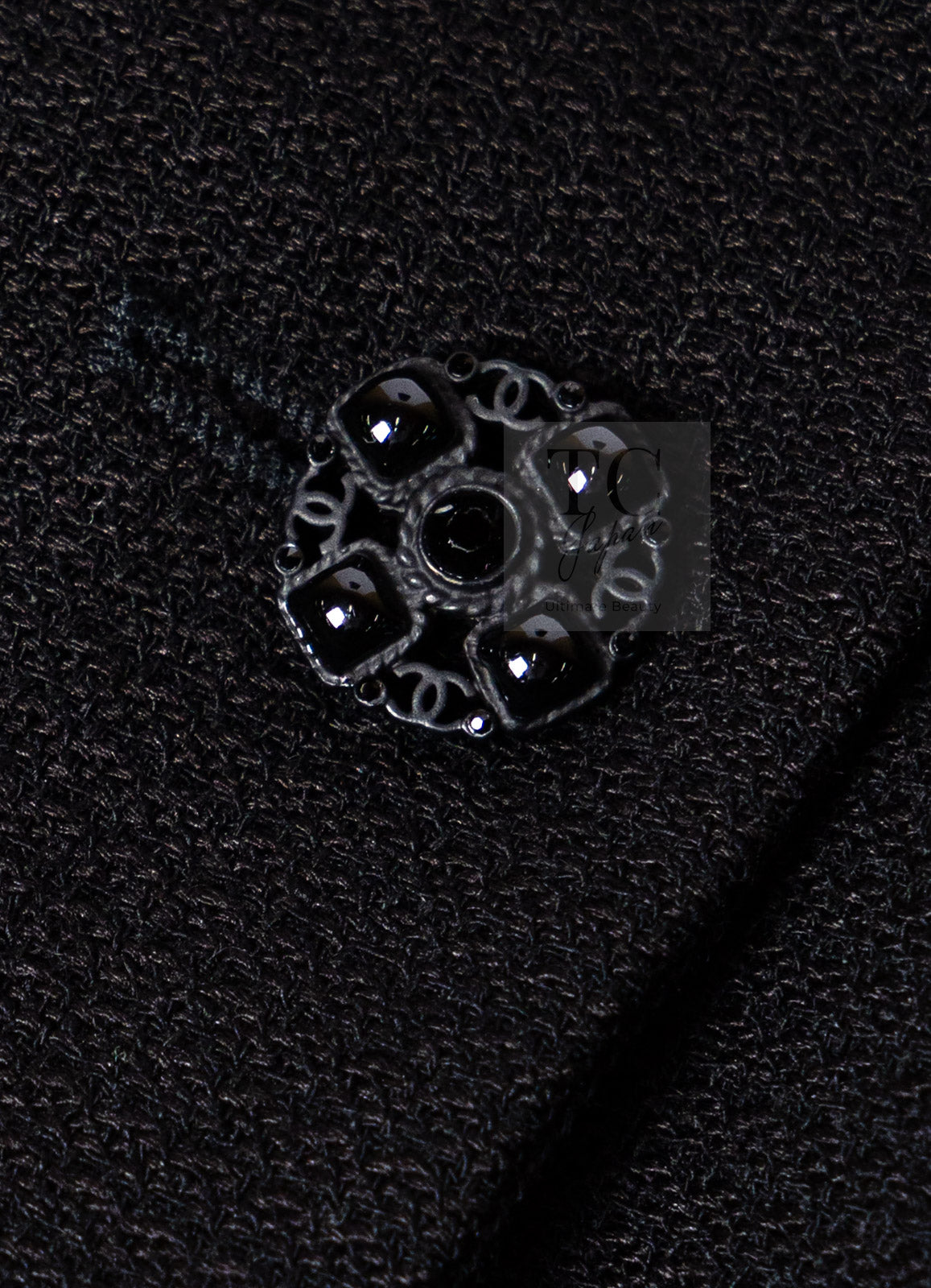 CHANEL 07C Black Wool Silk Ruffle Trim Jacket Skirt Suit 34 38 シャネル ブラック ウール シルク ラッフル トリム ジャケット スカート スーツ 即発