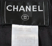 CHANEL 07C Black Wool Silk Ruffle Trim Jacket Skirt Suit 34 38 シャネル ブラック ウール シルク ラッフル トリム ジャケット スカート スーツ 即発 - TC JAPAN