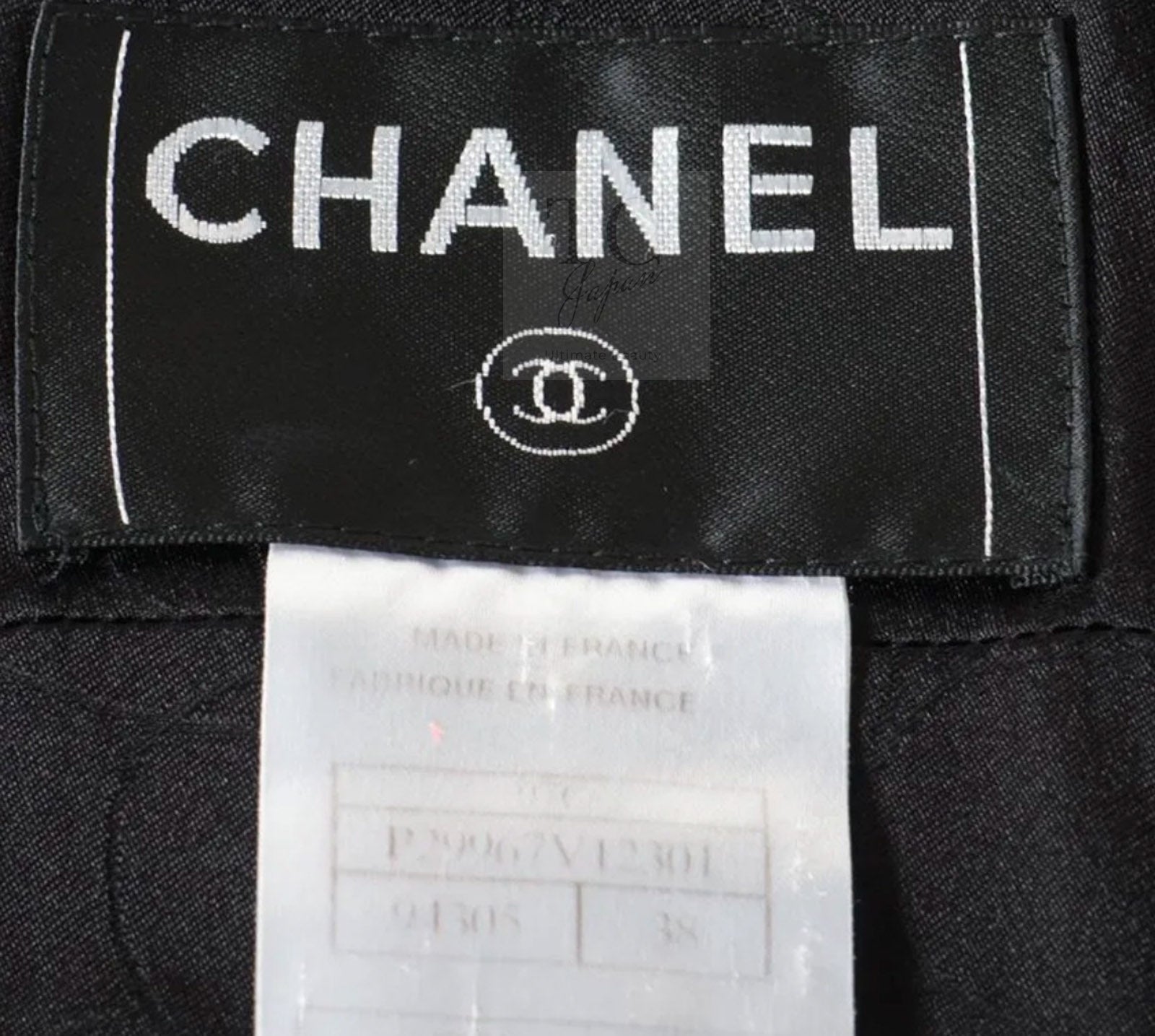 CHANEL 07C Black Wool Silk Ruffle Trim Jacket Skirt Suit 34 38 シャネル ブラック ウール シルク ラッフル トリム ジャケット スカート スーツ 即発 - TC JAPAN