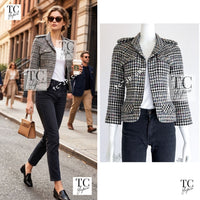 CHANEL 06C Ivory Black Multicolor Epaulets Zipper Wool Cotton Tweed Jacket 36 シャネル アイボリー ブラック マルチカラー ジッパー ウール コットン ツイード ジャケット 即発