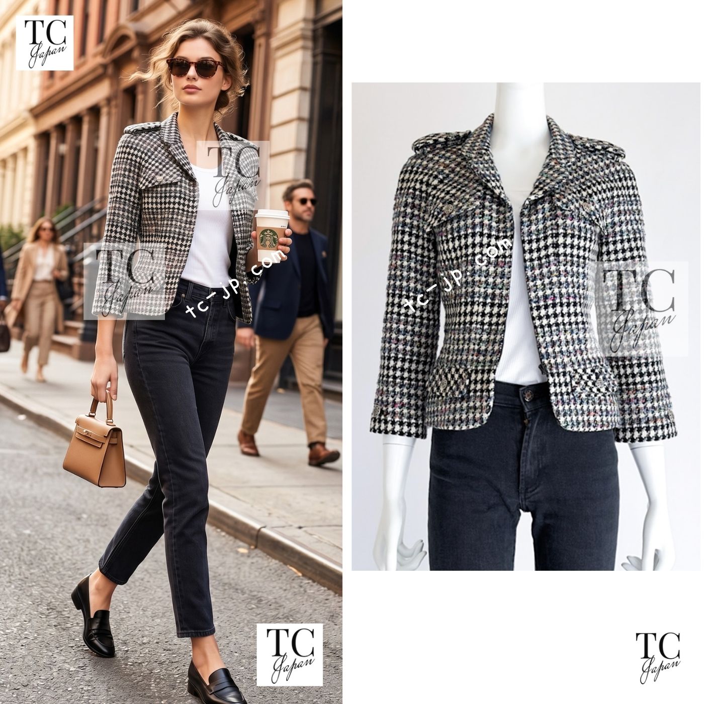 CHANEL 06C Ivory Black Multicolor Epaulets Zipper Wool Cotton Tweed Jacket 36 シャネル アイボリー ブラック マルチカラー ジッパー ウール コットン ツイード ジャケット 即発