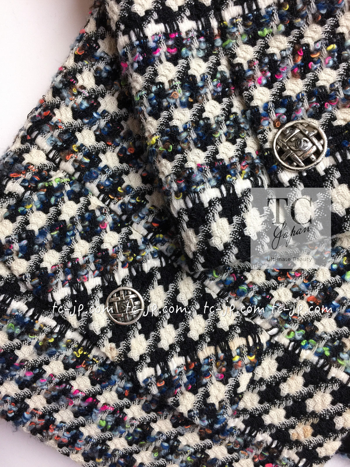 シャネル ジャケット CHANEL アイボリー ブラック マルチカラー