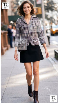 CHANEL 06C Ivory Black Multicolor Epaulets Zipper Wool Cotton Tweed Jacket 36 シャネル アイボリー ブラック マルチカラー ジッパー ウール コットン ツイード ジャケット 即発