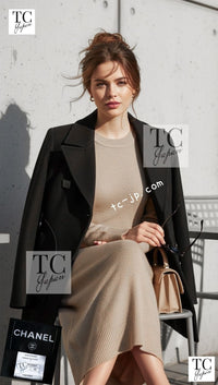 CHANEL 11PF Black Wool Gripox Square Buttons Jacket Pea Coat 44 シャネル ブラック ウール グリポワ スクエア ココ ボタン ジャケット ピー コート