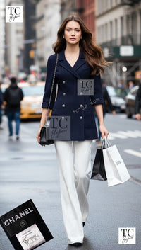 CHANEL 13S Navy Double Cotton Jacket 36 シャネル ネイビー ダブル コットン ジャケット 即発