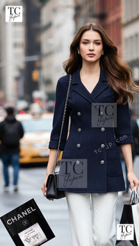 CHANEL 13S Navy Double Cotton Jacket 36 シャネル ネイビー ダブル コットン ジャケット 即発