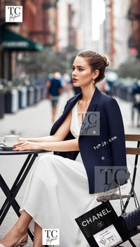 CHANEL 13S Navy Double Cotton Jacket 36 シャネル ネイビー ダブル コットン ジャケット 即発
