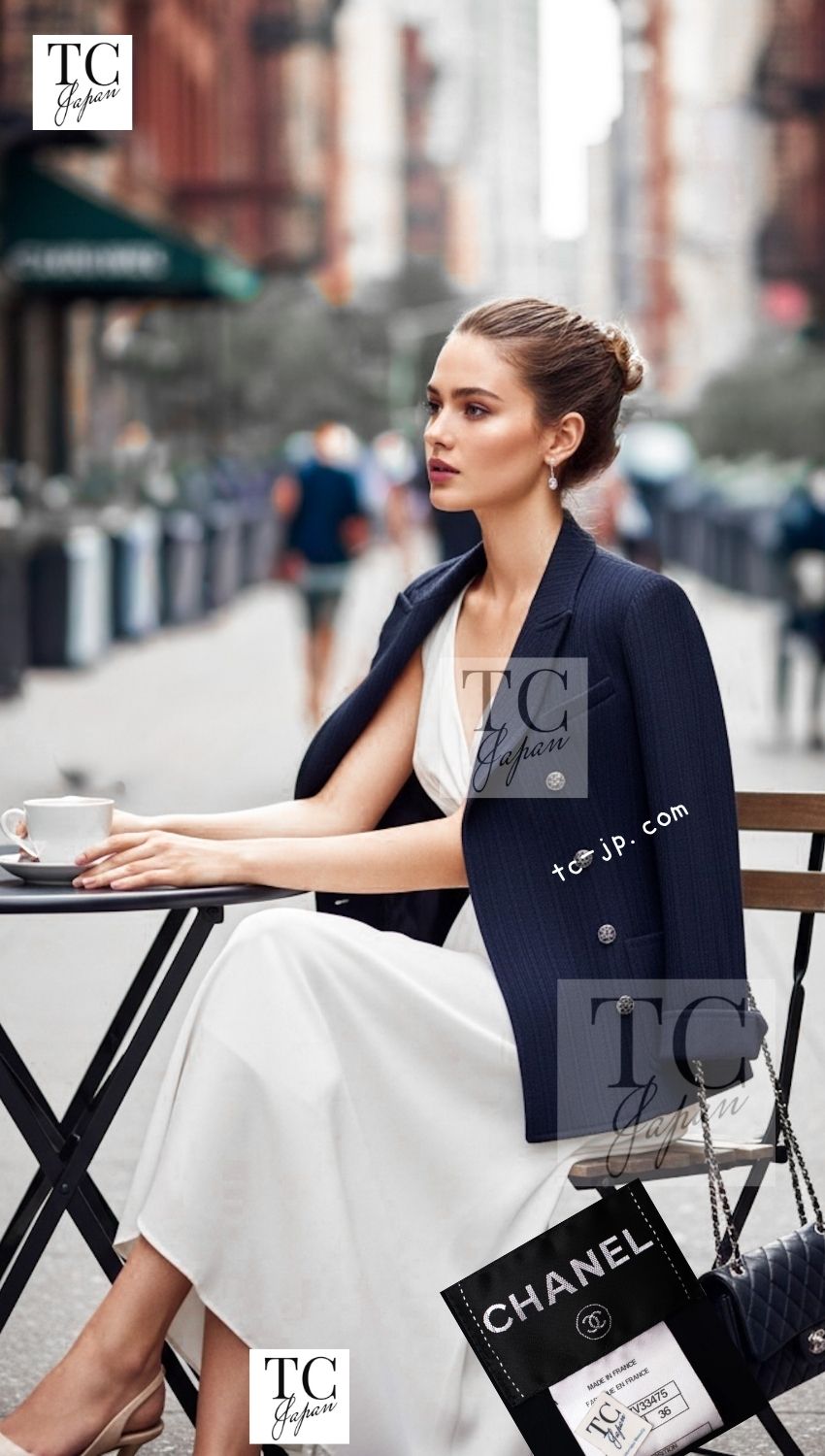 CHANEL 13S Navy Double Cotton Jacket 36 シャネル ネイビー ダブル コットン ジャケット 即発