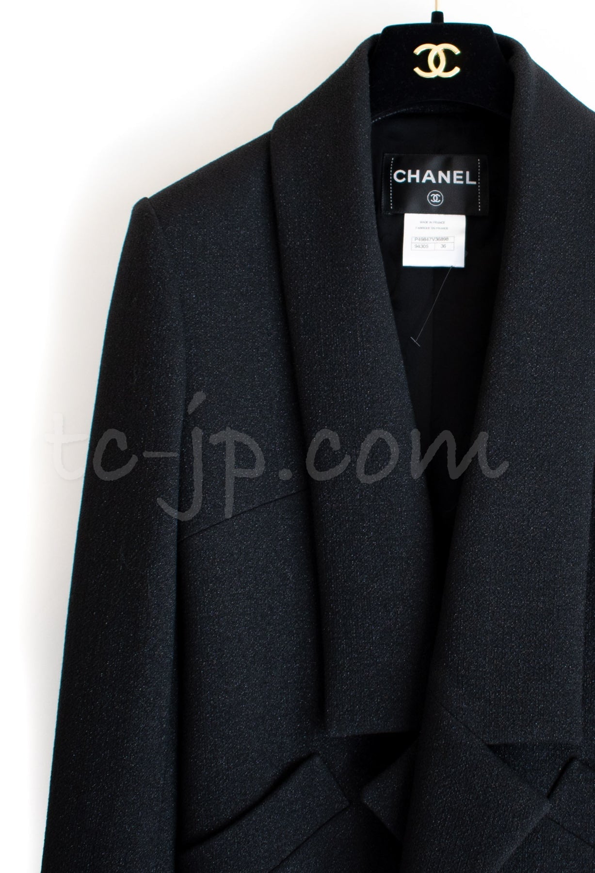 CHANEL 14B Black Metallic CC Buttons Wool Tweed Jacket 34 38 シャネル ジャケット CHANEL 14B ブラック メタリック ココボタン ウール ツイード 34 38