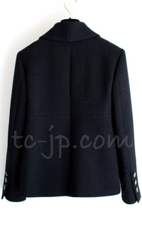CHANEL 14B Black Metallic CC Buttons Wool Tweed Jacket 34 38 シャネル ジャケット CHANEL 14B ブラック メタリック ココボタン ウール ツイード 34 38