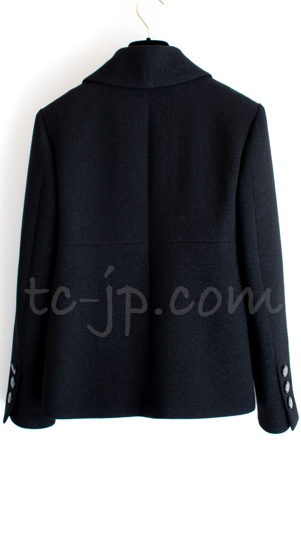 CHANEL 14B Black Metallic CC Buttons Wool Tweed Jacket 34 38 シャネル ジャケット CHANEL 14B ブラック メタリック ココボタン ウール ツイード 34 38