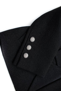 CHANEL 14B Black Metallic CC Buttons Wool Tweed Jacket 34 38 シャネル ジャケット CHANEL 14B ブラック メタリック ココボタン ウール ツイード 34 38