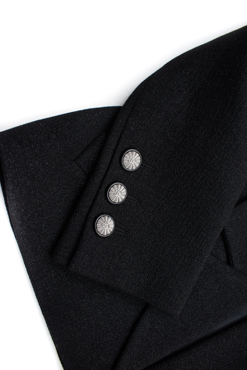 CHANEL 14B Black Metallic CC Buttons Wool Tweed Jacket 34 38 シャネル ジャケット CHANEL 14B ブラック メタリック ココボタン ウール ツイード 34 38