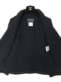 CHANEL 14B Black Metallic CC Buttons Wool Tweed Jacket 34 38 シャネル ジャケット CHANEL 14B ブラック メタリック ココボタン ウール ツイード 34 38