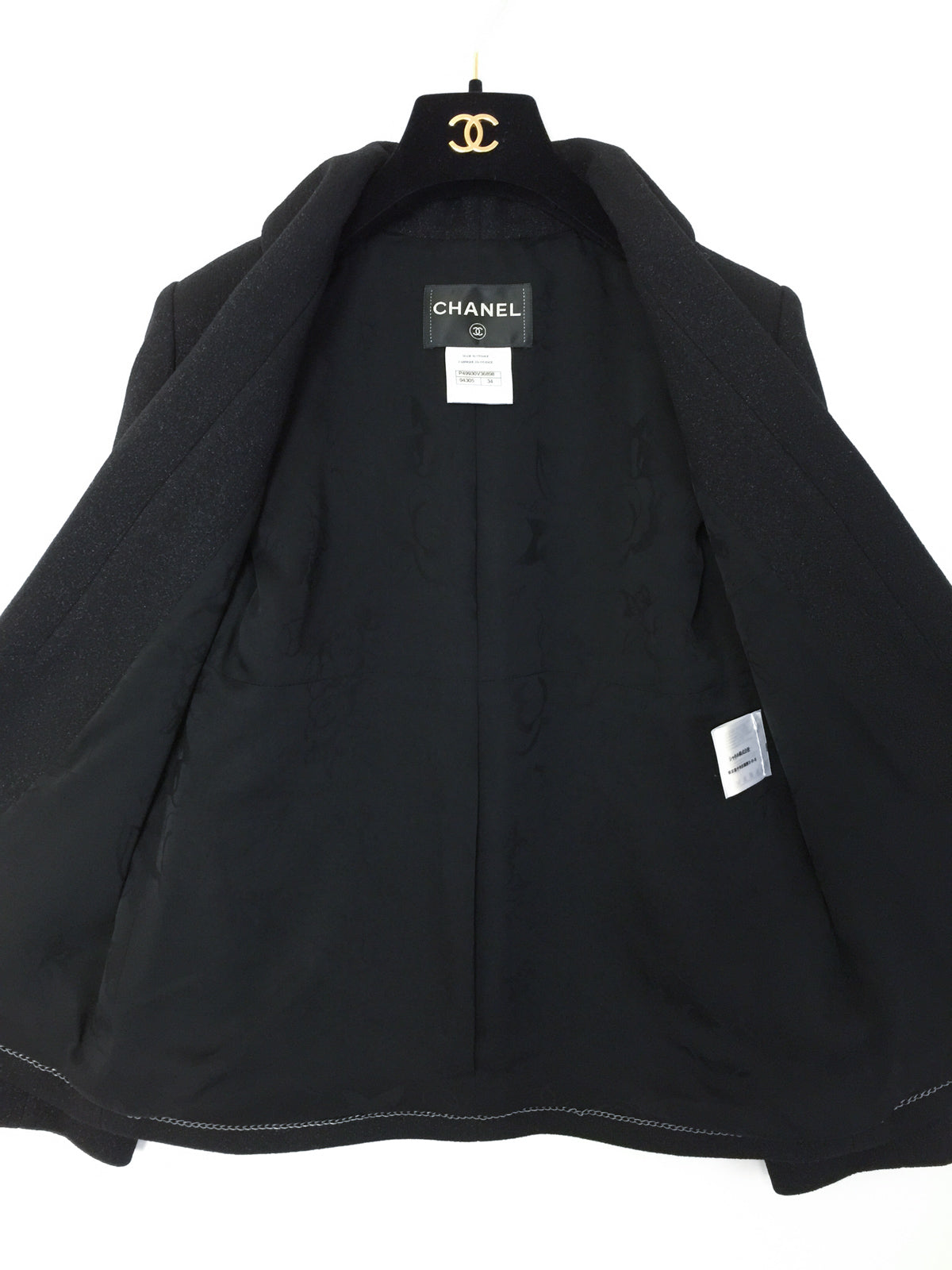 CHANEL 14B Black Metallic CC Buttons Wool Tweed Jacket 34 38 シャネル ジャケット CHANEL 14B ブラック メタリック ココボタン ウール ツイード 34 38