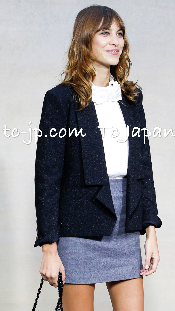 CHANEL 14B Black Metallic CC Buttons Wool Tweed Jacket 34 38 シャネル ジャケット CHANEL 14B ブラック メタリック ココボタン ウール ツイード 34 38 - TC JAPAN