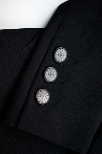 CHANEL 14B Black Metallic CC Buttons Wool Tweed Jacket 34 38 シャネル ジャケット CHANEL 14B ブラック メタリック ココボタン ウール ツイード 34 38 - TC JAPAN