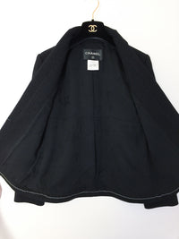 CHANEL 14B Black Metallic CC Buttons Wool Tweed Jacket 34 38 シャネル ジャケット CHANEL 14B ブラック メタリック ココボタン ウール ツイード 34 38 - TC JAPAN