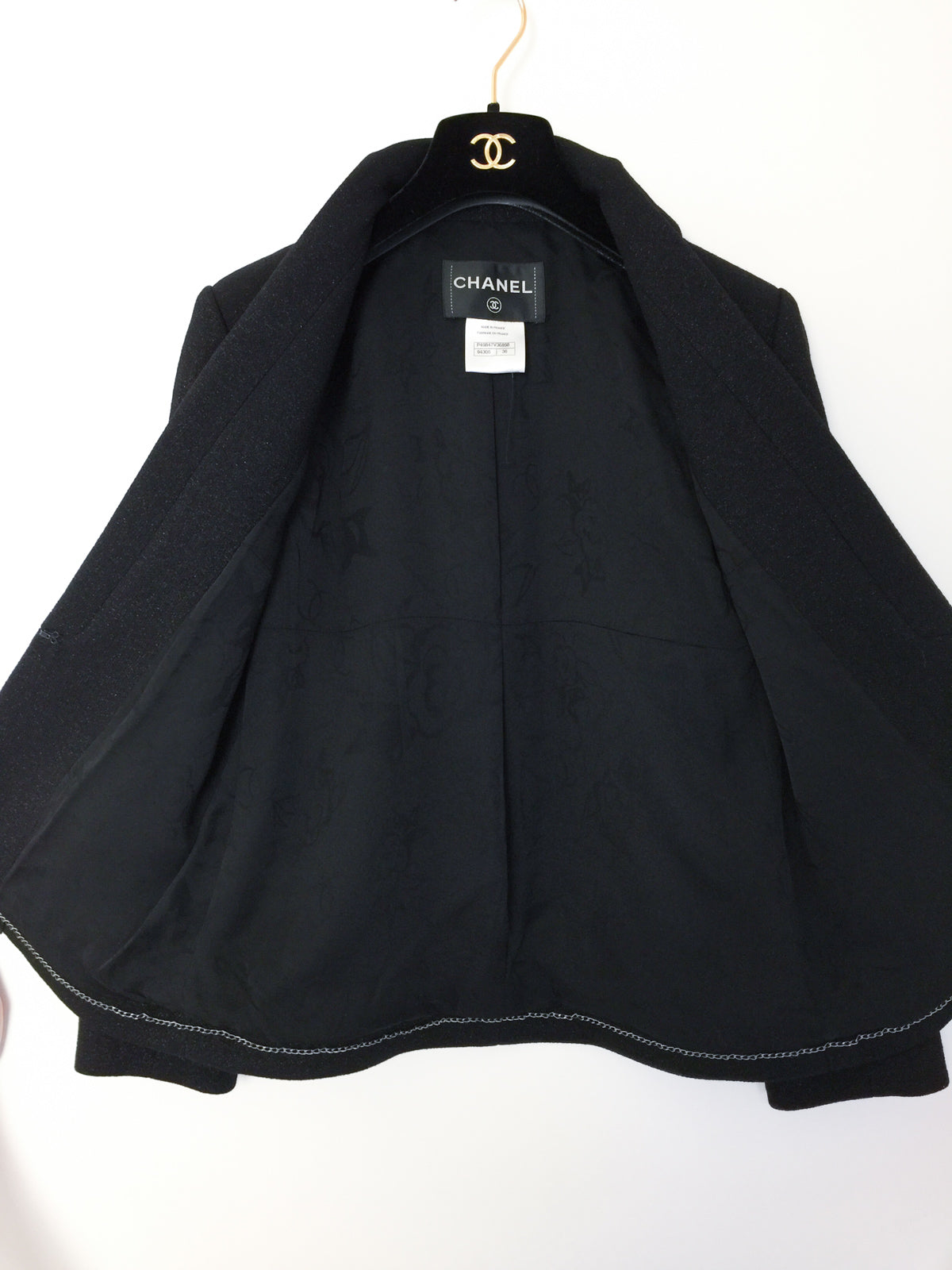CHANEL 14B Black Metallic CC Buttons Wool Tweed Jacket 34 38 シャネル ジャケット CHANEL 14B ブラック メタリック ココボタン ウール ツイード 34 38 - TC JAPAN
