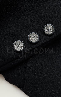 CHANEL 14B Black Metallic CC Buttons Wool Tweed Jacket 34 38 シャネル ジャケット CHANEL 14B ブラック メタリック ココボタン ウール ツイード 34 38 - TC JAPAN