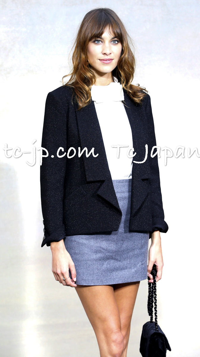 CHANEL 14B Black Metallic CC Buttons Wool Tweed Jacket 34 38 シャネル ジャケット CHANEL 14B ブラック メタリック ココボタン ウール ツイード 34 38 - TC JAPAN