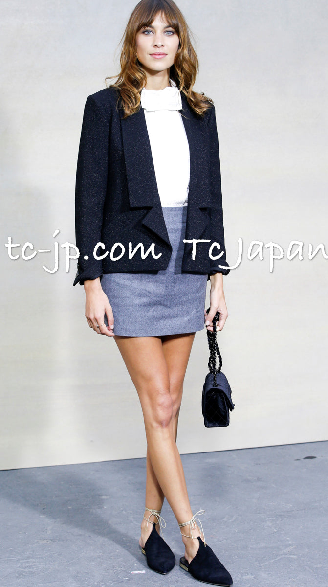 CHANEL 14B Black Metallic CC Buttons Wool Tweed Jacket 34 38 シャネル ジャケット CHANEL 14B ブラック メタリック ココボタン ウール ツイード 34 38 - TC JAPAN