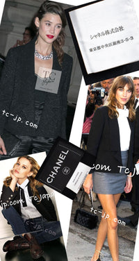 CHANEL 14B Black Metallic CC Buttons Wool Tweed Jacket 34 38 シャネル ジャケット CHANEL 14B ブラック メタリック ココボタン ウール ツイード 34 38