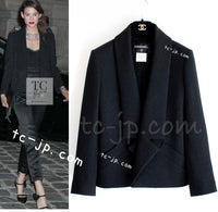 CHANEL 14B Black Metallic CC Buttons Wool Tweed Jacket 34 38 シャネル ジャケット CHANEL 14B ブラック メタリック ココボタン ウール ツイード 34 38