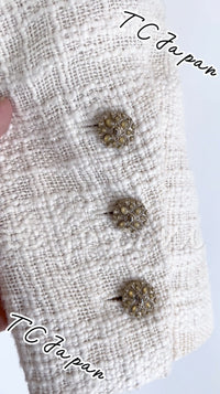 CHANEL 12PF Ivory Gripoix Button Cotton Tweed Jacket 36 38 シャネル ジャケット CHANEL 12PF アイボリー グリポア宝石ボタン コットン ツイード 36 38