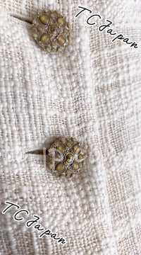 CHANEL 12PF Ivory Gripoix Button Cotton Tweed Jacket 36 38 シャネル ジャケット CHANEL 12PF アイボリー グリポア宝石ボタン コットン ツイード 36 38