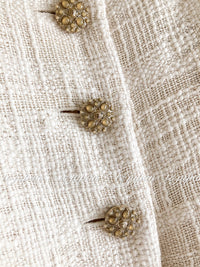 CHANEL 12PF Ivory Gripoix Button Cotton Tweed Jacket 36 38 シャネル ジャケット CHANEL 12PF アイボリー グリポア宝石ボタン コットン ツイード 36 38